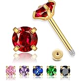 Small CZ Stud Flatback Earrings for Women,Dainty Flat Screw Back Cartilage Earring Stud,Helix Conch Tragus Piercing Jewelry,Tiny Cubic Zirconia Studs Hypoallergenic