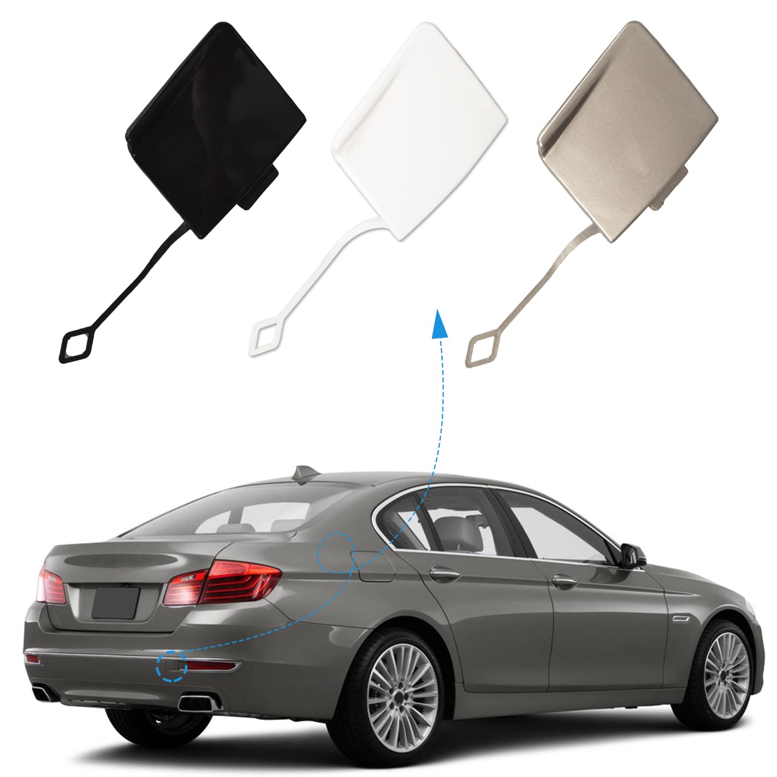 Photo 1 of CZShiYue Rear Bumper Tow Hook Cover Fit for BMW 5-Series F10 Modern/Luxury 528i 535d 535i 550i Sedan 2014 2015 2016 Towing Eye Cap 51127332777 (Sapphire Black, Right Passenger Side) Xinpinsai