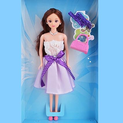 BonZeaL Beautiful Toy Purple Doll with Purse for Little Princess Birthday Gift for Kids Children Above 4 5 6 Years Old Girl Sister Niece Return Gifts for Birthday Party