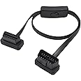 Duttek Right Angle OBD2 Extension Cable, Ultra Slim 16pin Male to Female OBD2 Port Flat Cord with Power Switchto for Scan Too