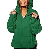 LNKQA Womens's Lightweight Down Coat Long Sleeve Button Quilted Pullover Puffer Jacket Packable Hooded Winter Coat