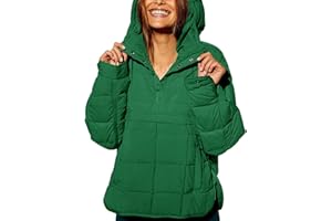 LNKQA Womens's Lightweight Down Coat Long Sleeve Button Quilted Pullover Puffer Jacket Packable Hooded Winter Coat
