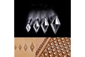 VJEWEBLU Diamond Stamps 3D Geometric Pattern Leather Stamps - One Piece or Set of 4 Leather Stamping Tools in Stainless Steel (LX1-4, one Piece)