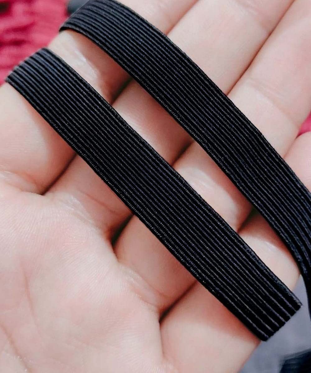 Noshad® Black, 10mm - 3/8" 1cm Flat Elastic Band Cord for Sewing Knicker, Scrunchies, Skirt, Dressmaking, Haberdashery, Clothing, DIY Arts and Crafts Accessory, Material, Supplies (20Meter - 22Yard)