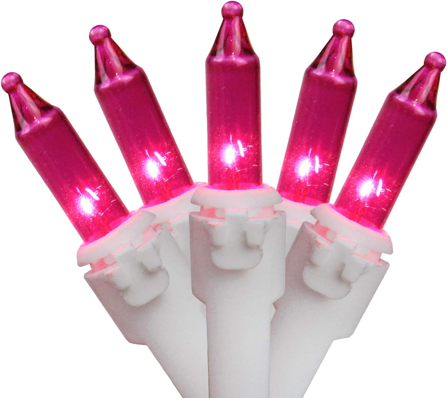 Amazon Com 100 Count Magenta Pink Mini Christmas Light Set 20 25ft White Wire Garden Outdoor