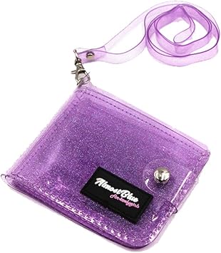 Amazon 女性用クリアウォレット 二つ折り財布 ストラップ付き かわいいゼリーコインポーチ Idケース 旅行財布 パープル S Kooijnko 財布