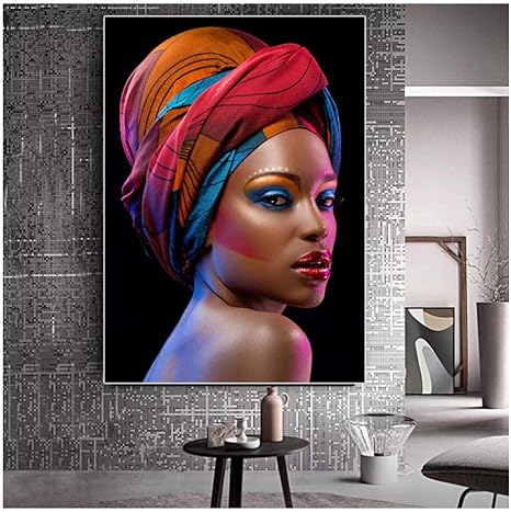 Huizheng 1 Piece Sexy Femme Noire Africaine Nue Levres Rouges Peinture Sur Toile Affiches Et Gravures Art Mural Scandinave Sans Cadre 60x90cm Amazon Fr Cuisine Maison