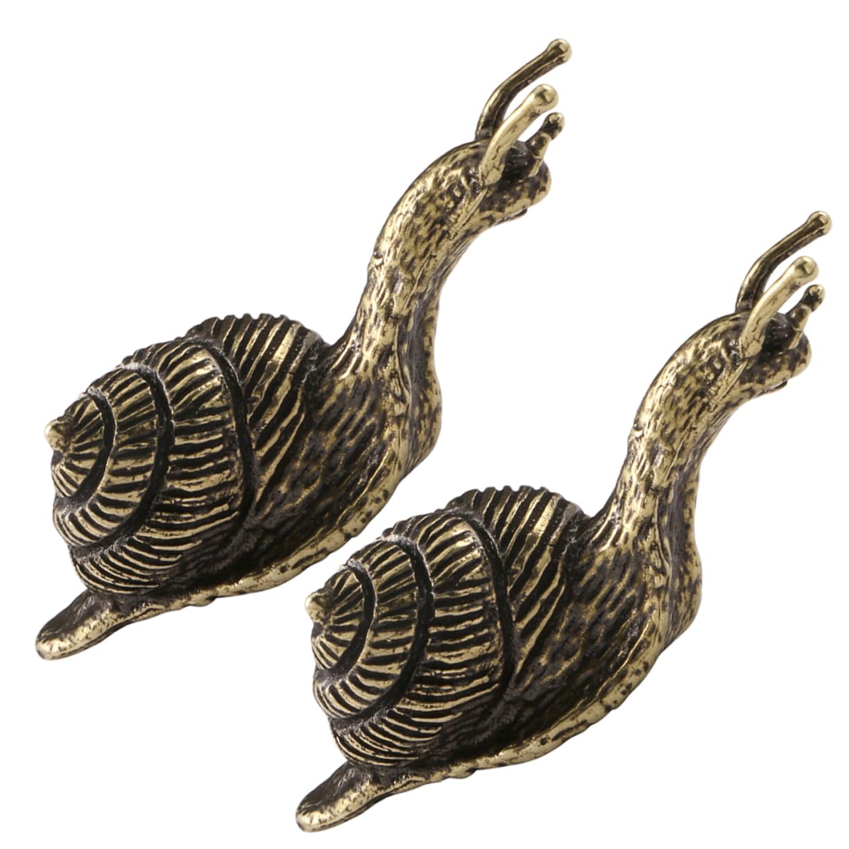 HOMSFOU 2pcs Tabletop Snail Statue Snail Sculpture Realistic Animal Sculptures Antique Chinese Pendants Small Statues Vintage Ornaments Lockets Ornament Brass China Mini Office
