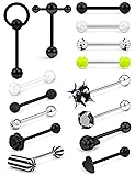 Prjndjw 14G Surgical Steel Tongue Rings for Women