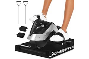 ANCHEER Under Desk Bike Pedal Exerciser, Upgrade Magnetic Mini Exercise Bike for Arm/Leg Exercise, with Resistance Bands & Non-Slip Mat