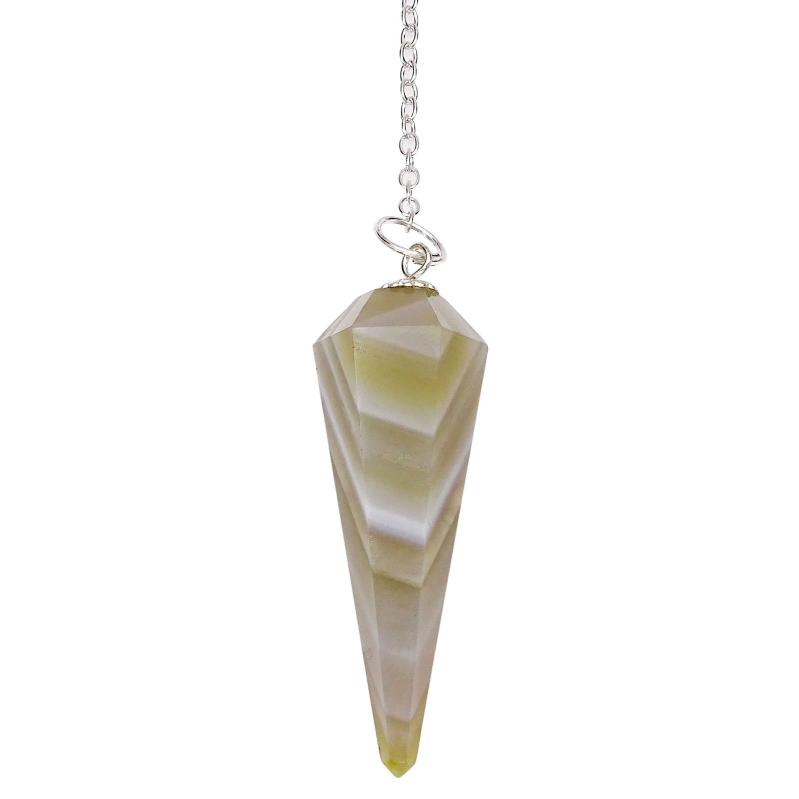 Harmonize Banded Agate Stone Faceted Cone Pendulum Dowsing Reiki Healing Stone Gemstones Spiritual Gift