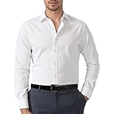 EIHUP Mens Dress Shirts Solid Long Sleeve Wrinkle-Free Formal Stretch Regular Fit Shirt Business Casual Button Down Shirts