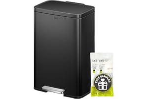 EKO Madison Matte Black 50 Liter/13.2 Gallon Step Trash Can with Inner Liner - Fingerprint Resistant Finish