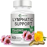 1540mg Lymphatic Drainage Supplements, Lymph System Support Supplement for Women Men with Dandelion | Cleavers | Burdock | Echinacea | Rutin,Reduce Swelling ,Lymphatic Cleanse & Detox, 60 Capsules