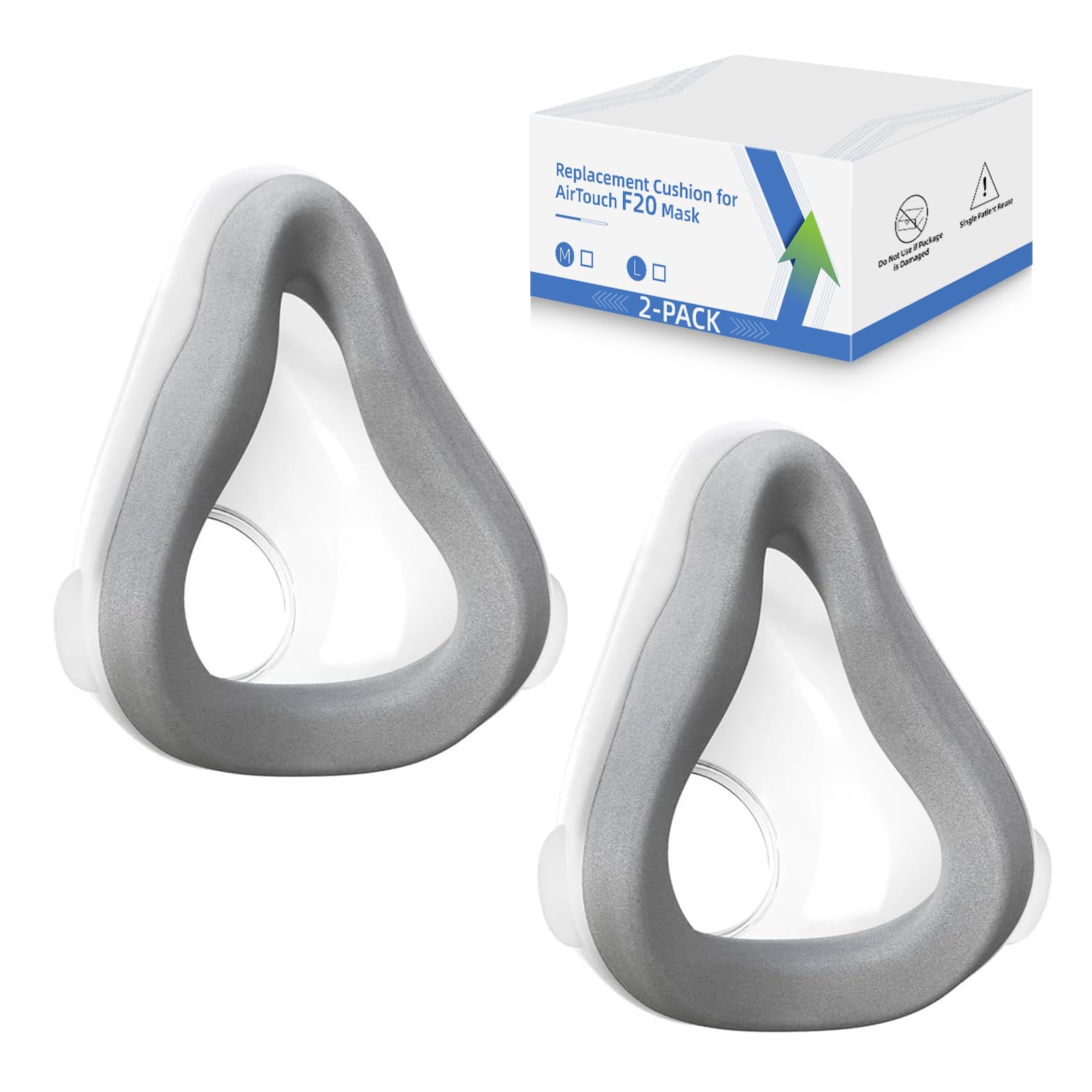 Photo 1 of 2-Pack Replacement Cushion for AirTouch F20, Memory Foam Cushion Compatible with Original F20 Frame, Reliable Seal & Perfect Fit, Covers Nose and Mouth, Large