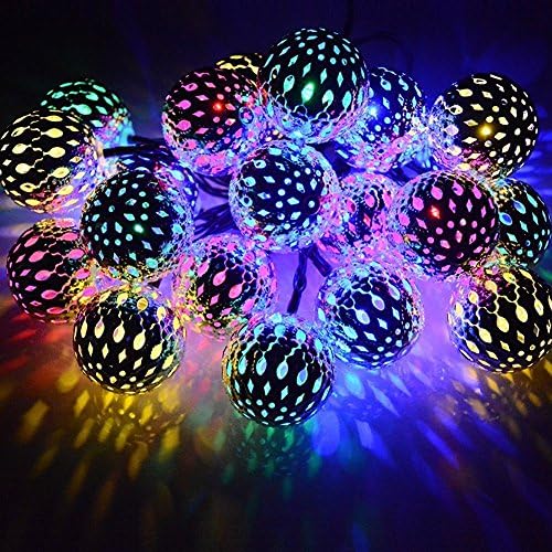 Xinxin Solar String Lights Moroccan Ball Multicolor 10LED Globe Fairy String Lights Solar Powered Orb Lantern Christmas Lighting for Outdoor Garden, Yard, Patio, Xmas Tree, Party, Home Decoration