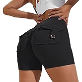 Seamless Yoga Workout Shorts with Pockets for Women High Waisted Scrunch Butt Lifting Athletic Running Shorts