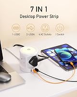 Kemelo 7-in-1 USB Extension Lead with Night Light, 4 UK Outlets, 2M view 2