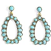 ZDPIQ Boho Western Dangle Earrings for Women Turquoise Jewelry With Copper Heart Gold Flowers Tear Drop Designs Perfect for Country Concert Outfits and Everyday Wear