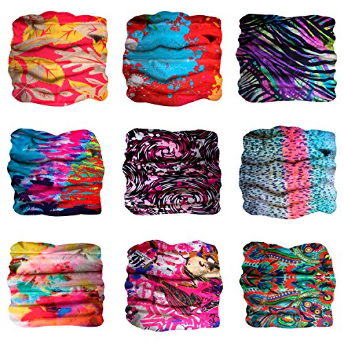image for SoJourner Bags Sojourner 9PCS Seamless Bandanas Face Mask Headband Sca