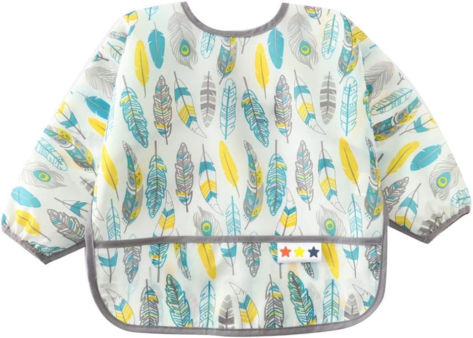 Forbestest Waterproof Long Sleeve Baby Toddler Painting Feeding Smock Bib Apron Children Cartoon Top