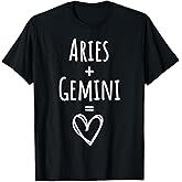 Aries and Gemini Couple Matching Zodiac Sign T-Shirt