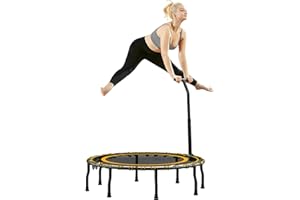 MATRIX-ATHLETIC Vimexciter 40" Foldable Mini Fitness Trampoline with Adjustable Foam Handle, Exercise Rebounder for Adults Kids Indoor/Garden Exercise, Max Load 330lbs, Blue