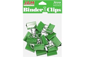 JAM PAPER Colorful Binder Clips - Medium - 1 1/4 Inch (32 mm) - Green Binderclips - 15/Pack