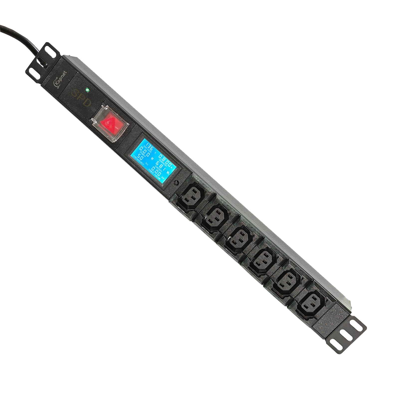 Photo 1 of 19 Inch 6 C13 Metered PDU Rack Mount Power Distribution Units, 110-250V 15A 1U Rackmount Surge Protector Power Strip with Power Meter and OLED Screen Amp Voltage Display