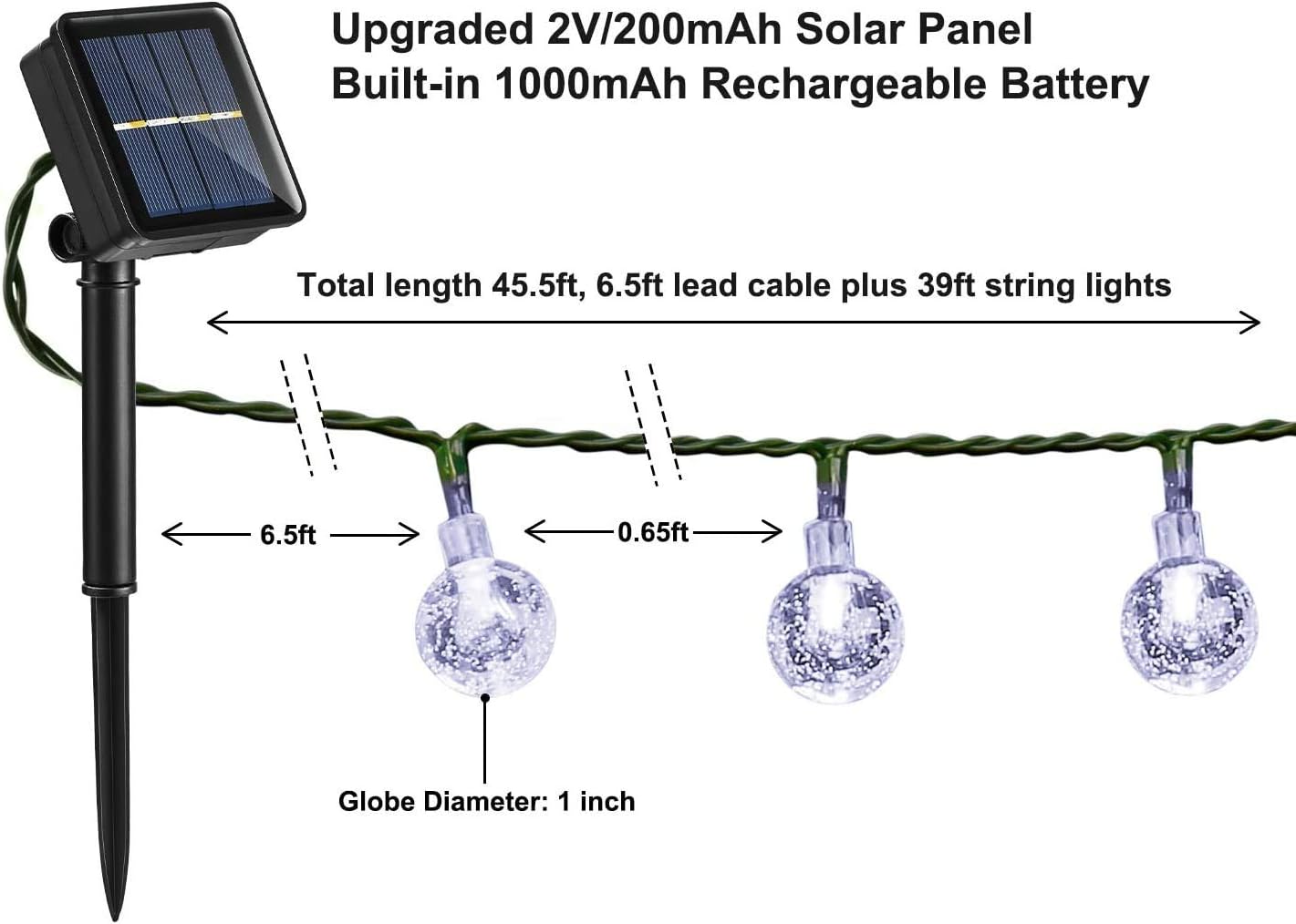 Moxled Solar Garden Lights Outdoor, 36ft 60 LED Solar String Lights Waterproof - Image 5