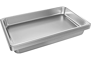 EGGKITPO Full Size Steam Table Pans 6-Pack 2.5 Inch Restaurant Stainless Steel Pan Commercial Catering Food Pan for Commercial Kitchen Supplies