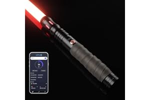 ADAWLERT Smooth Swing Dueling Lightsabers with APP - Infinite RGB 16 Colors Changeable Light Sabers, Motion Control Metal Hilt Light Saber for Adults Teens Gift, 16 Sounds Fonts, Battery Recharge, Black