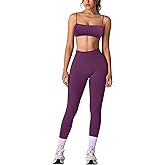 OMEWEE Workout sets for women 2 piece:Spaghetti Straps BacklessTop Bra and High Rise leggings for yoga