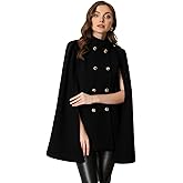 Allegra K Cape Coats for Women's Winter Vintage Slit Sleeve Double Breasted Cloak Coat