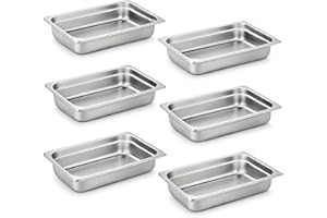 Aplancee Full Size Hotel Pans 4 Inch Deep Stainless Steel Food Pan - Anti-Jam 6 Pack Steam Table Pan Set for Catering, Buffet Use, Kitchen Prep