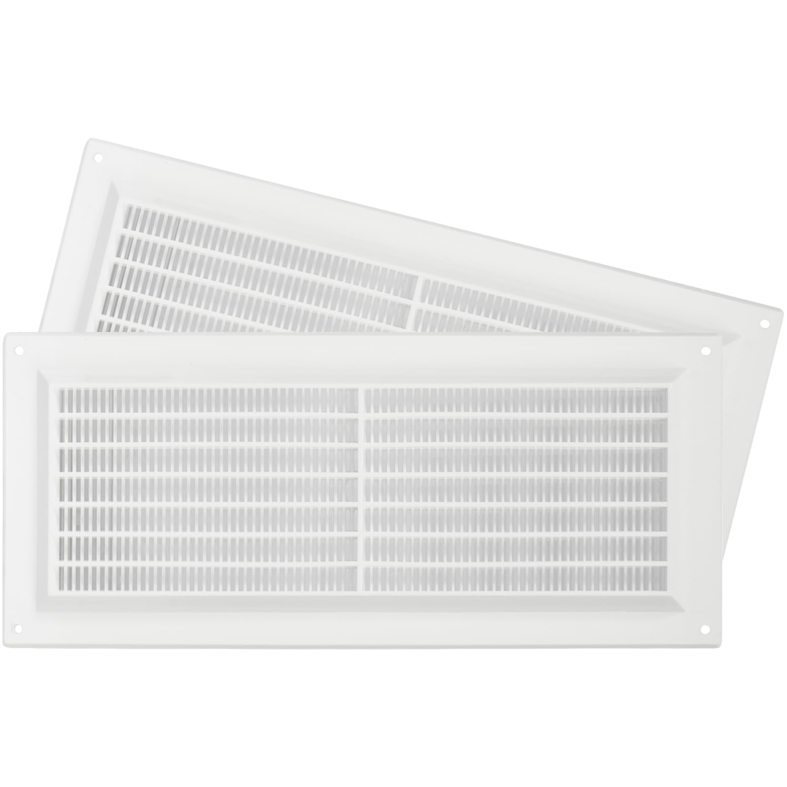 Photo 1 of Repa Market 2-Pack 10'' x 3'' Inch (Inside Dimensions) Plastic White - Vent Cover - Rectangular Duct Cover - Air Vent Louver - Protective Screen Mesh - HVAC Ventilation (12" x 5" Outside Dimensions)