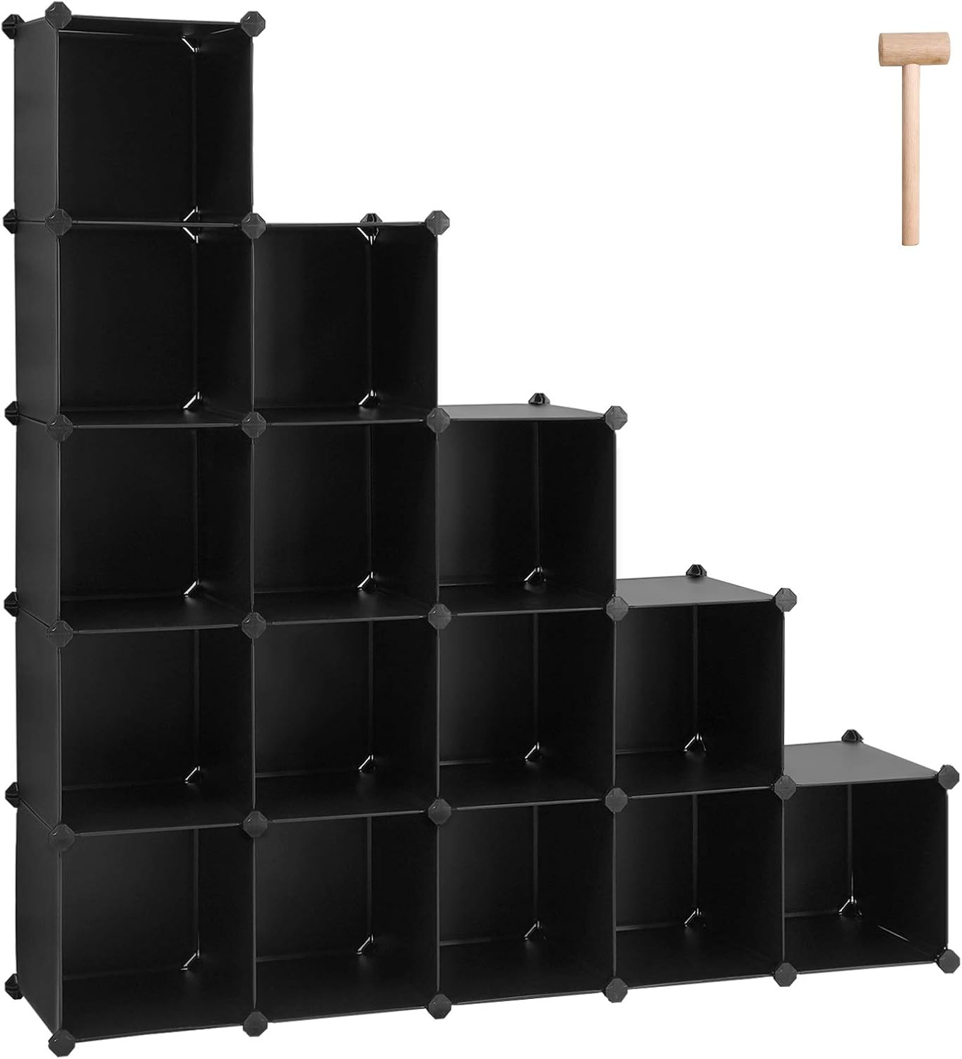 SONGMICS 16Cube Storage Unit, Shoe Rack, DIY Shelving System, Stackable Cubes, PP Plastic Shelf