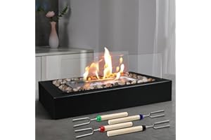 GLANZFEUER Smores Maker Kit - US Patent Design - Portable Tabletop Flame with Stones Decorated for Movie Nights, Yard, Gift for Home Decor, Housewarming, Parties and Weddings (Gel was not Included)