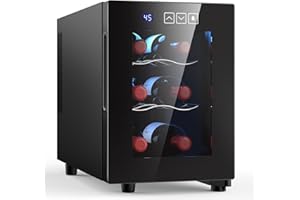Mojgar 6 Bottle Wine Cooler, Freestanding Small Wine Fridge with 46-66 ℉ Digital Temperature Control Thermoelectric Wine Cooler, Countertop Wine Cooler for Wine Enthusiasts, 16 L Wine Refrigerator