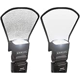 2 Pack Flash Diffuser Reflector - 2-Sided White/Silver Bend Bounce Flash Reflector Kit with Elastic Strap for Canon, Nikon, S
