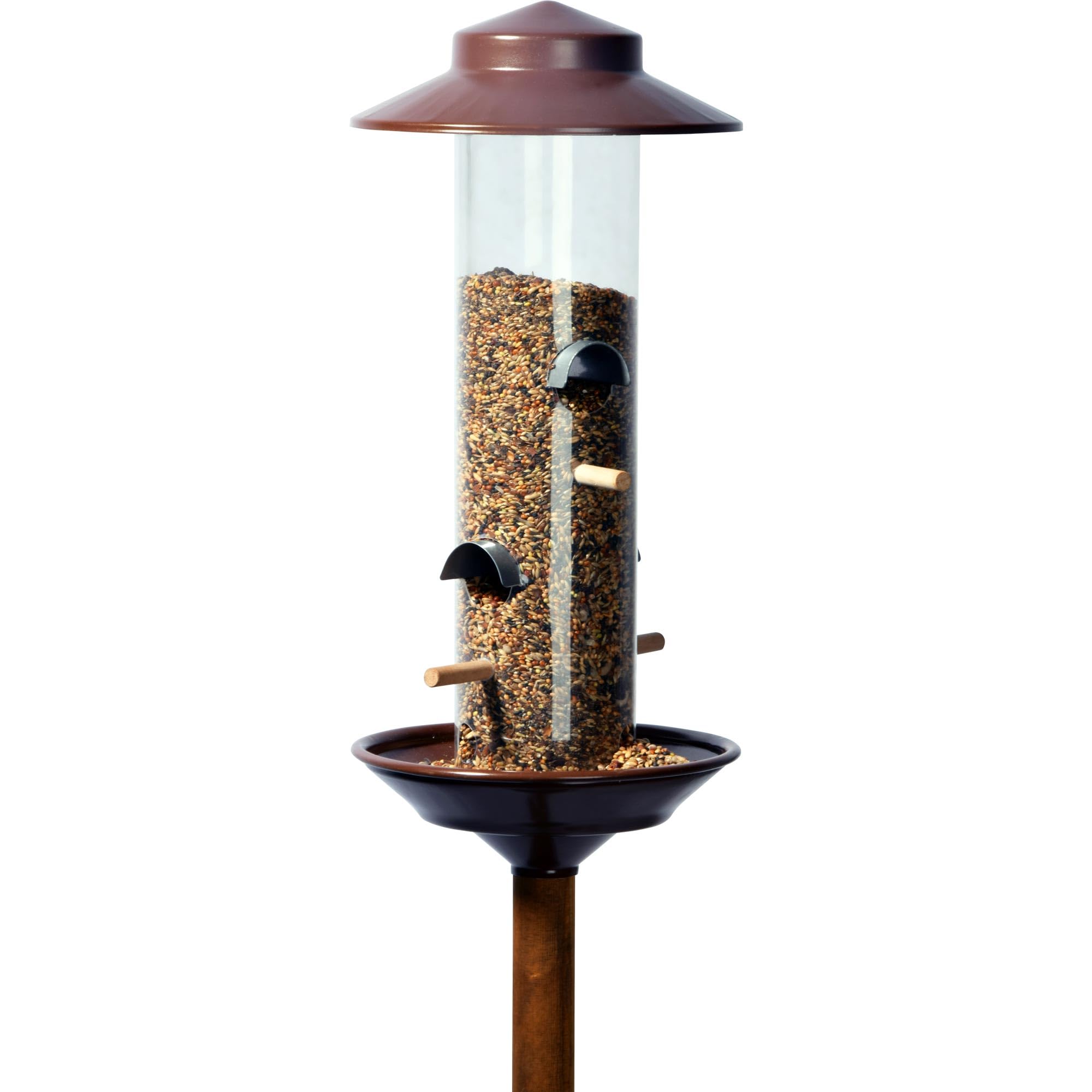 Luxus-Vogelhaus 28810 Feeder in Copper Look with Wooden Stand 33 cm