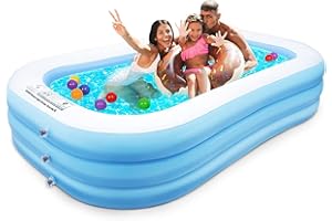 Decorlife Inflatable Pool for 2 Adults and 2 Kids - 82" x 59" x 22" Rectangular Blow Up Pool for Small Family Fun, Easy to Inflate and Store, Sky Blue