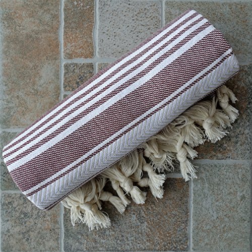 Dandelion - Basic Pattern - Naturally-Dyed Cotton Turkish Towel Peshtemal - 71x39 Inches - Burgundy