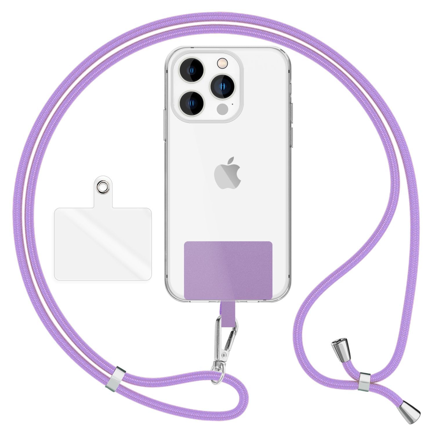 NALIA Universal Phone Lanyard for all Smartphones - Robust Cord & 2 Patches - HOLDME AIR (Classic Neck Strap with Silver Carabiner) - German Brand, Color:Purple