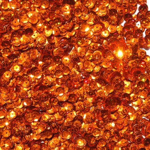 6mm CUP SEQUINS Facet PAILLETTES ~ Orange Laser Hologram Reflective Rainbow ~ Made in USA Loose for embroidery, applique, arts, crafts, bridal wear and embellishment