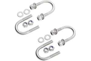 Aopin Round U-Bolts 25mm 0.98 inch M8 Inner Width 304 Stainless Steel 8pcs Self-Locking Nylon Insert Hex Nuts Flat for Car/Motorhome/Sailing Trailer Replacement Part and Accessorie 4Pack