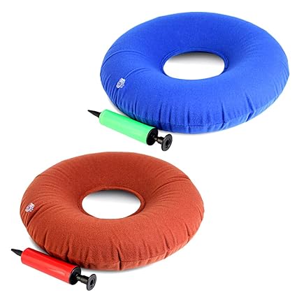 LYTIVAGEN 2 Stück Medizinische Sitzkissen Aufblasbar Weiche Dekubitus Kissen Rund Orthopädische Sitzring mit 2er Pumpe für Hä