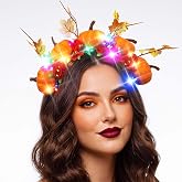 Fashey Pumpkin Light Up Headband Halloween Hair Accessories for Women | Led Pumpkin Headbands Flowers Headbands Light Up Halloween Costume