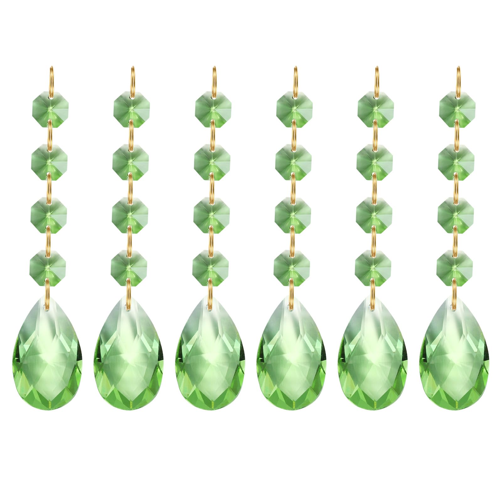 PATIKIL Teardrop Crystal Chandelier Pendants Beads, 6 Pack 120mm Length 38mm Chandelier Prisms Parts Ornaments Hanging Beads for DIY Arts Crafts Decoration, Light Green