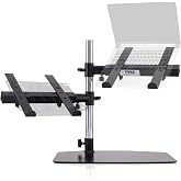 Pyle Portable Dual Laptop Stand &ndash; Standing Table Holder with Bracket Arms,Adjustable Height,Ergonomic Design, 360&deg; Swivel for DJ Mixer,Sound Equipment,Workstation,Gaming &amp; Home Use with Tilt Function